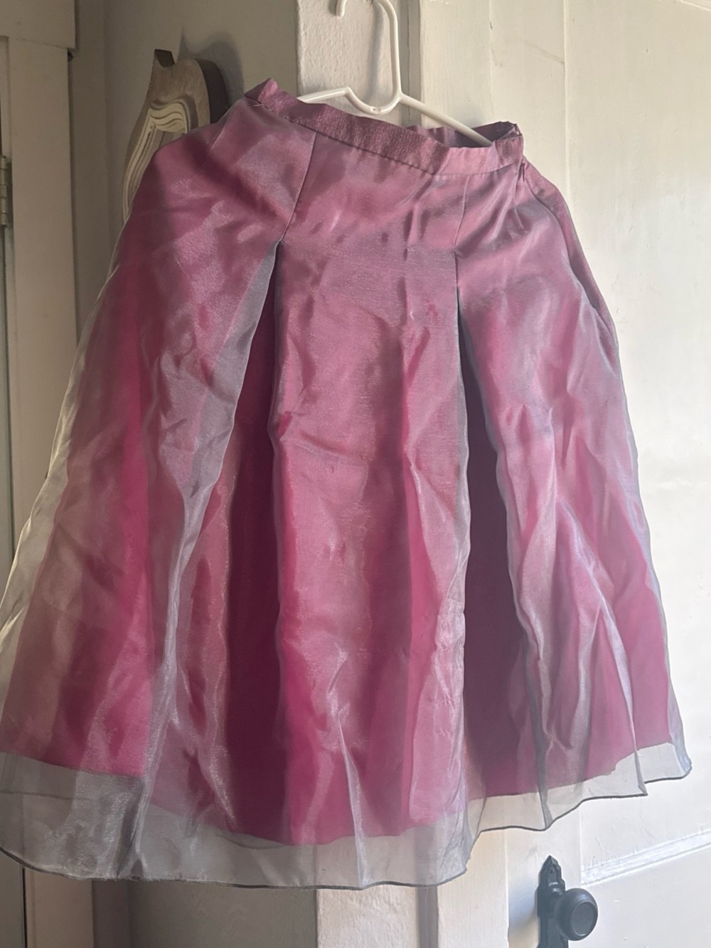 Apostrophe Berry-Pink Layered Circle Skirt with Sheer Overlay